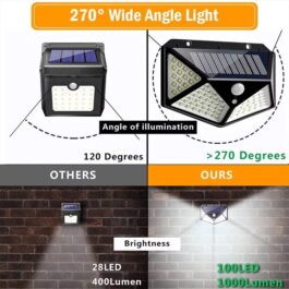 Lampadaire solaire à 100 Led, éclairage d’extérieur